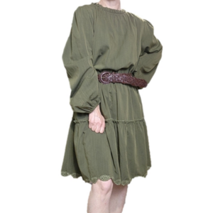 Dress Tiered BOHO Western Lantern sleeves Green color Size 1XL ODDY NWT